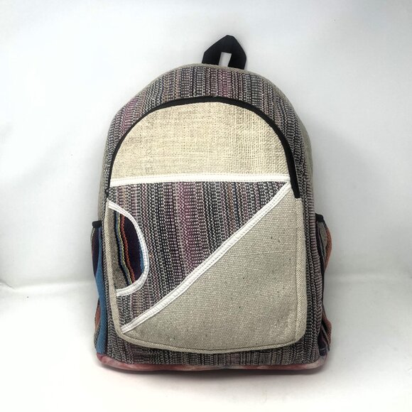 Great for on the Go! Pure Hemp Stripe Handmade Hemp Backpack with Laptop Sleeve main image 4